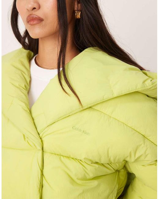 Calvin Klein Yellow Oversized Boxy Puffer Jacket