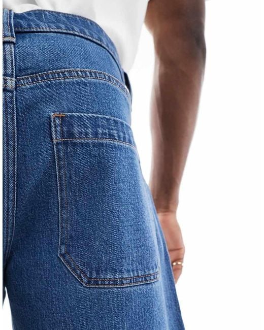 Hollister Blue baggy Carpenter Knee Length Denim Short for men