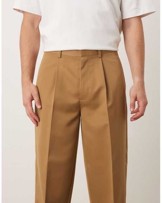 ASOS – elegante, schmal zulaufende oversize-hose in Natural für Herren