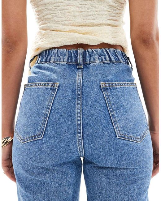 Vaqueros De Pernera Recta Con Y Cintura Elástica De -Azul Miss Selfridge de color Blue