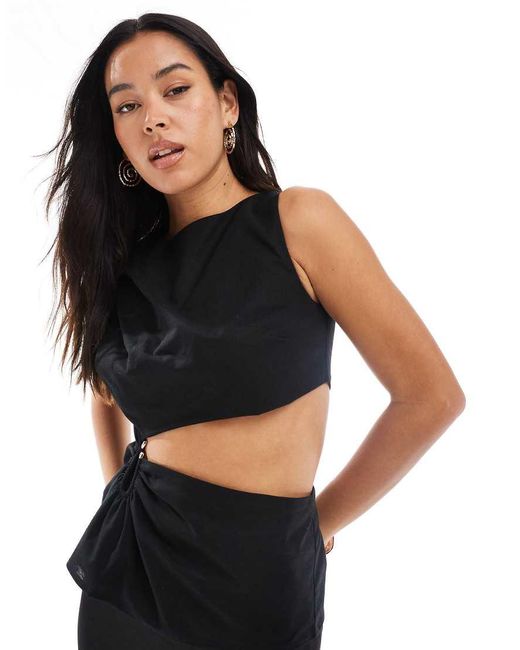 4th & Reckless Black Exclusive Contains Linen Cut Out Metal Hardware Top