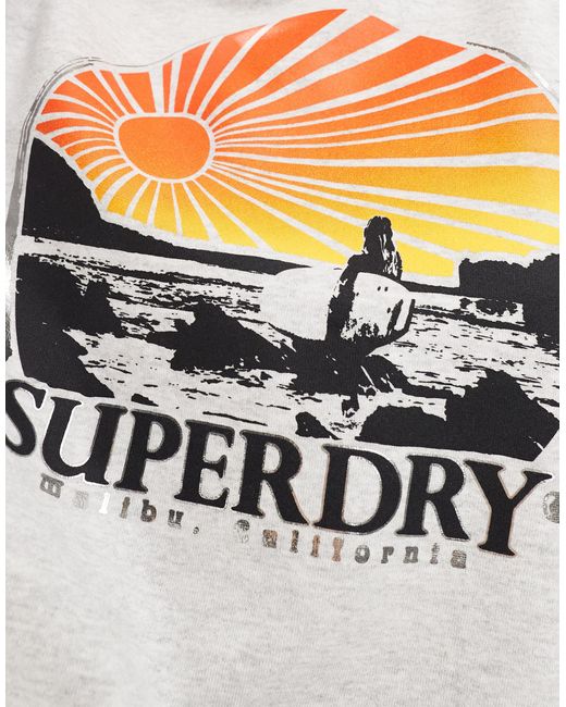 Superdry White Travel Souvenir Loose Sweatshirt