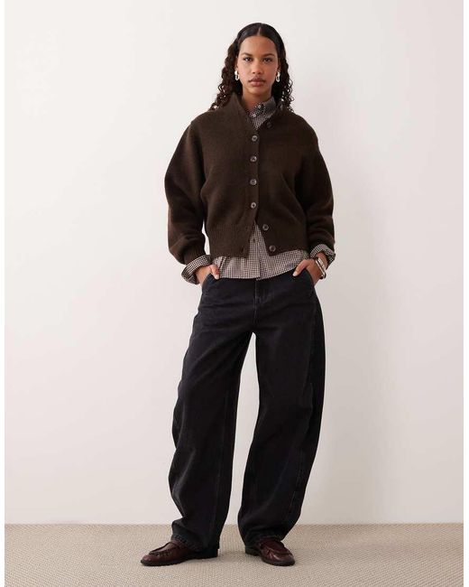 ASOS Brown High Crew Neck Cardigan