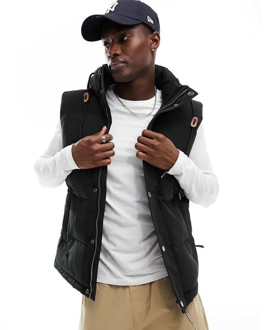 Superdry Black Hooded Everest Puffer Gilet for men