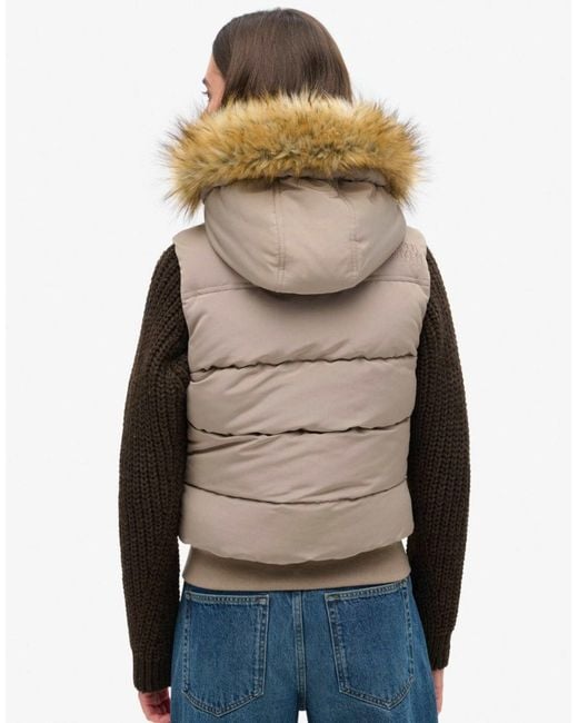 Superdry Brown – everest – weste aus kunstpelz