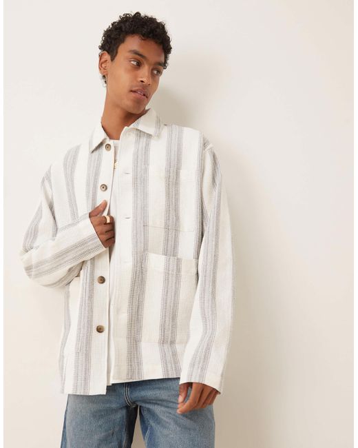 SELECTED – hemdjacke aus 100% baumwolle in Natural für Herren