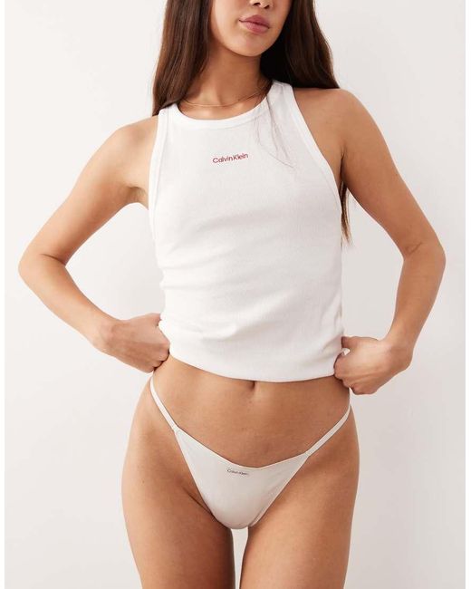Calvin Klein Brown Cotton Modal Signature String Thong