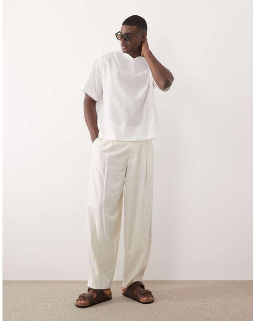 ASOS White Oversized Overhead Linen Look Shirt for men