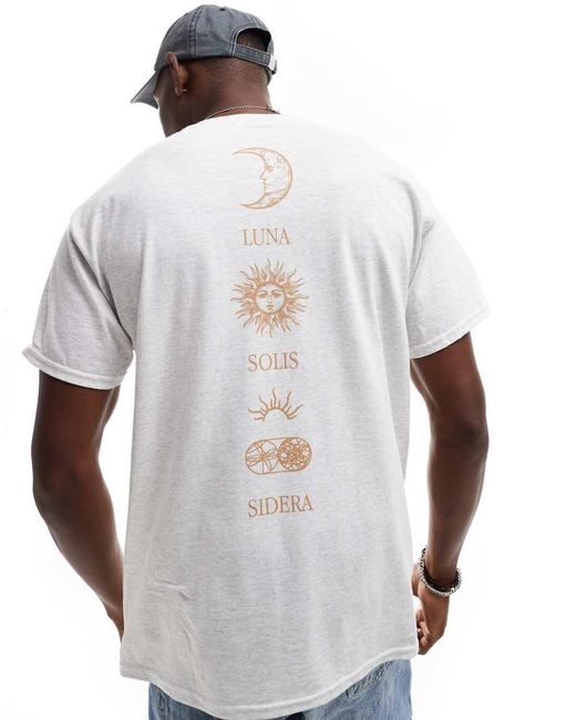 ASOS White Relaxed T-Shirt With Celestial Spine Print for men