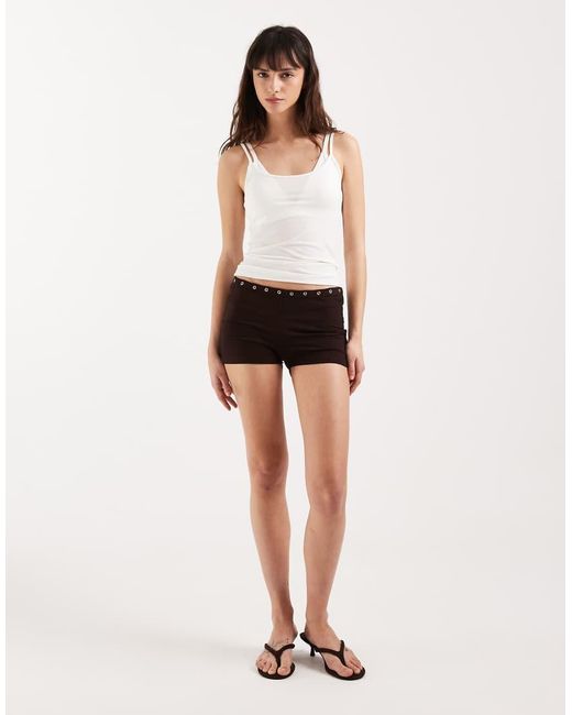 Motel White Kento Hot Pant With Eyelets