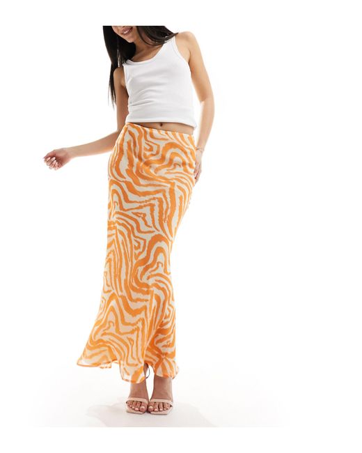 ASOS Orange Chiffon Bias Maxi Skirt