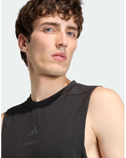 Adidas Originals Black Les Mills Graphic Tank Top for men