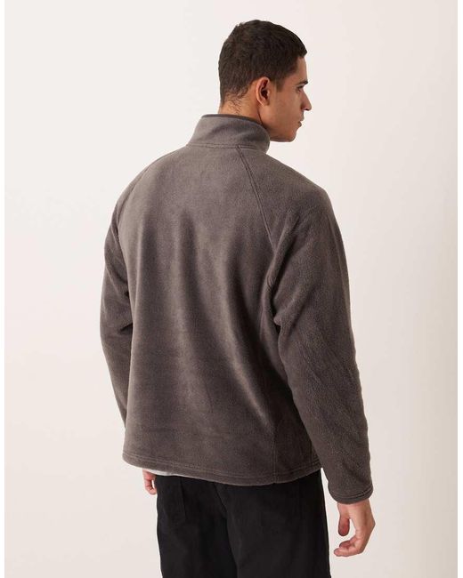 ASOS Gray Relaxed Funnel Neck Quarter Zip Fleece Sweatshirt for men