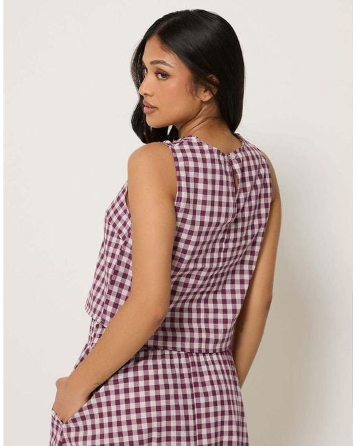 PixieGirl Purple Petite Cotton Gingham Top