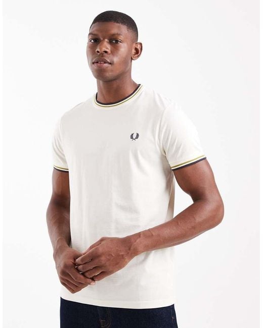 Fred Perry White Twin Tipped T-Shirt for men