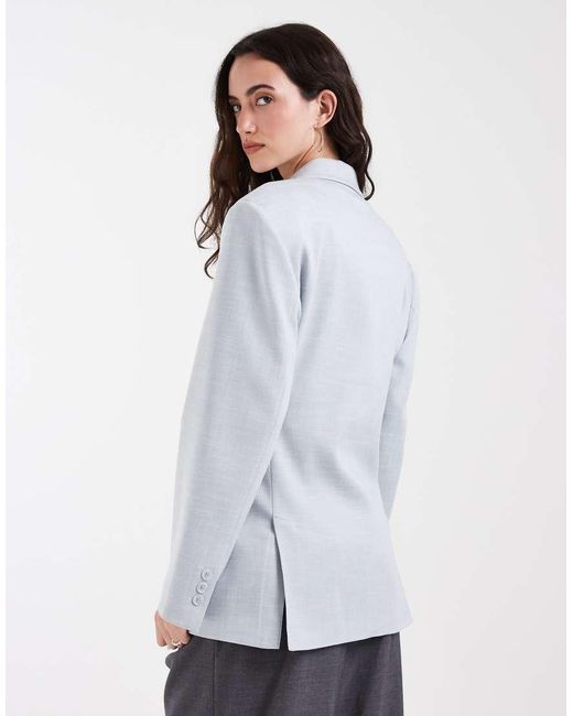 ASOS Gray Linen Look Double Breasted Blazer