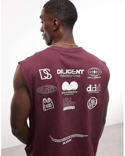ASOS Red Heavyweight Oversized Tank With Street Graphic for men