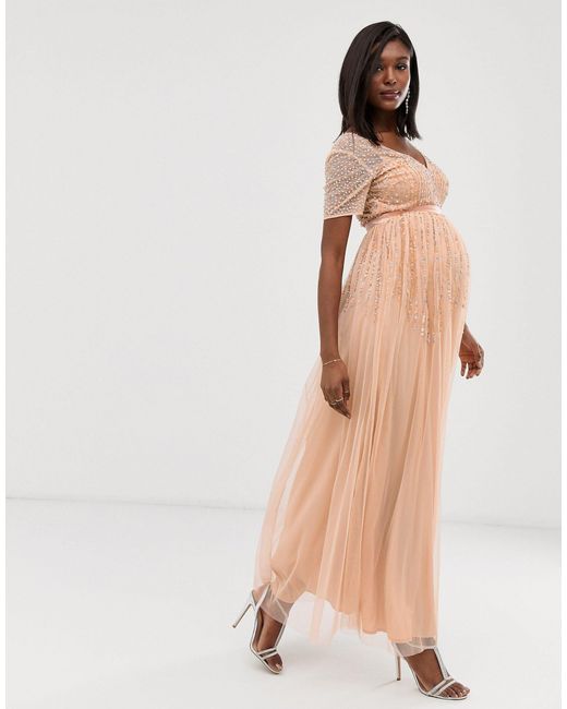 maya scattered sequin maxi dress