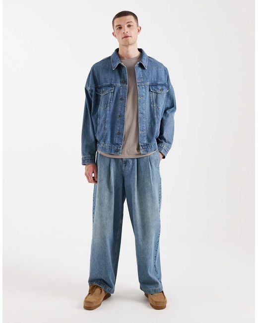 ASOS Blue Oversized Trucker Denim Jacket for men