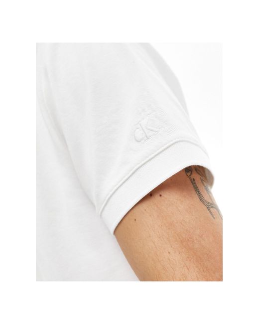 Polo comoda bianca con logo a monogramma di Calvin Klein in White da Uomo