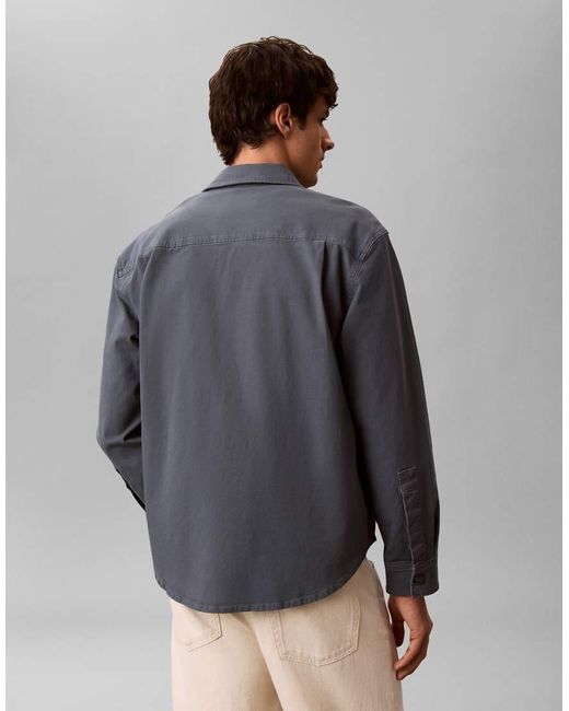 Calvin Klein Gray Canvas Shirt Jacket for men