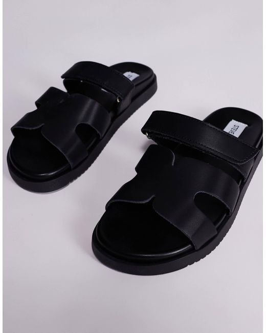 Steve Madden Black – missile – riemen-sandalen aus leder