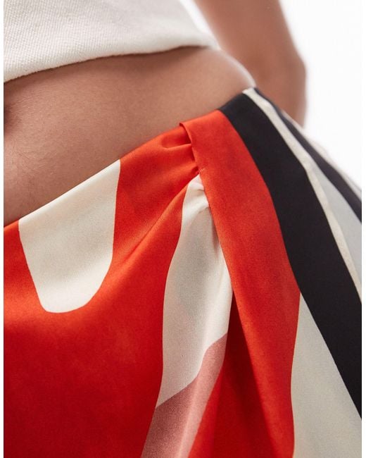 TOPSHOP Red Large Scale Scarf Print Mini Skirt