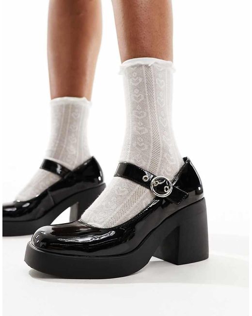 Truffle Collection Black Block Heel Mary Jane Shoes