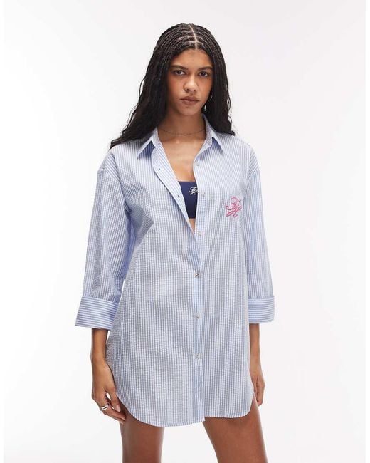 Tommy Hilfiger Blue Logo Seersucker Shirt