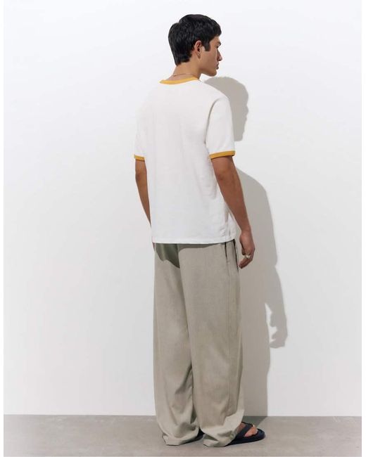 Pull&Bear Natural Darted Tailored Trousers for men