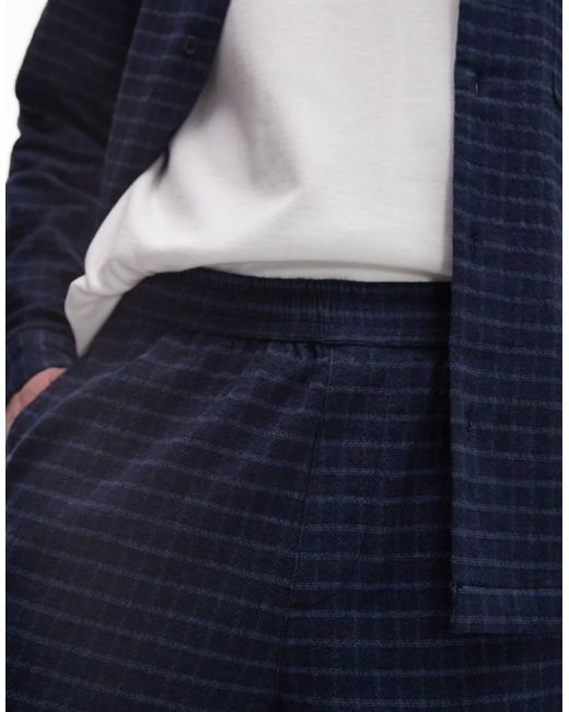 Topman Halfzware Geruite Short in het Blue voor heren