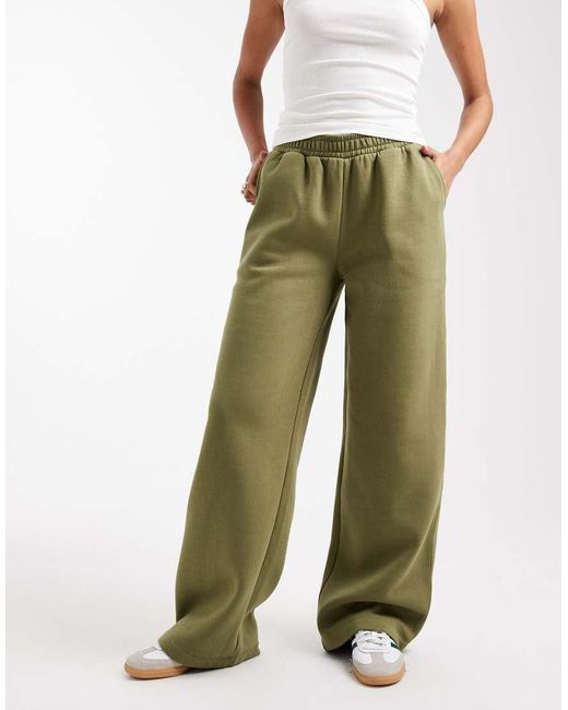 ASOS Green Wide Leg Brushback Jogger