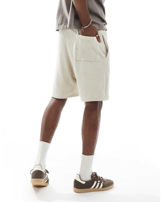 Pantalones Cortos Beis Extragrandes De Canalé De -Neutro ASOS de hombre de color Natural