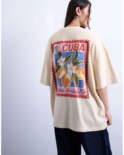 TOPSHOP Multicolor Jersey Graphic Stamp Back Print Oversized T-shirt