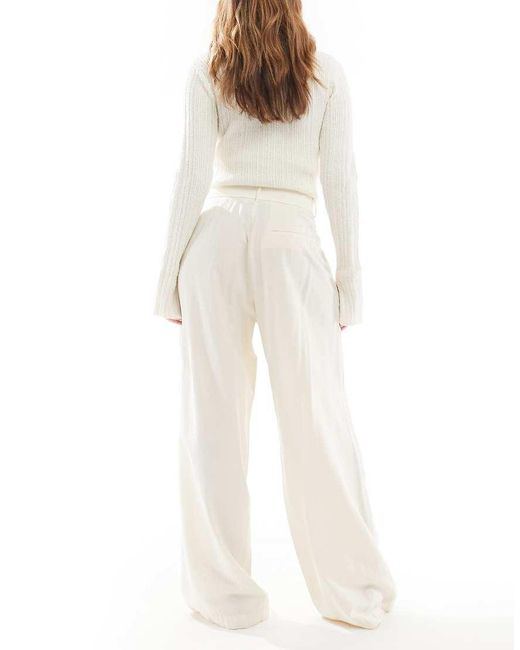 Aware White Drapey Tailored Dad Trouser