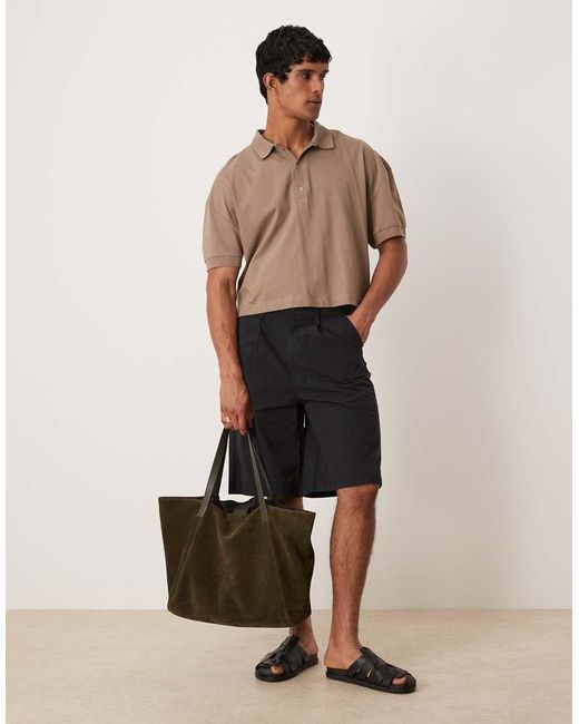 Jorts Taglio Lungo Neri Con Pieghe di ASOS in Black da Uomo