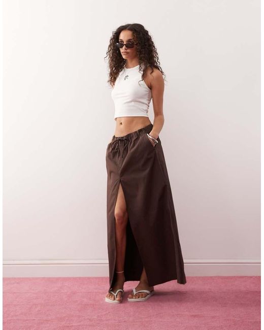 Monki Pink Maxi Skirt With Elasticated Waistband