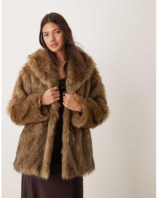 Abercrombie & Fitch Brown Faux Fur Coat
