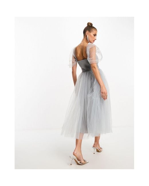 Midi tulle cheap dress with sleeves