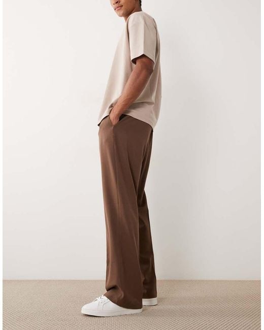 ASOS Brown Flexmaxtm Smart Wide Leg Pants for men