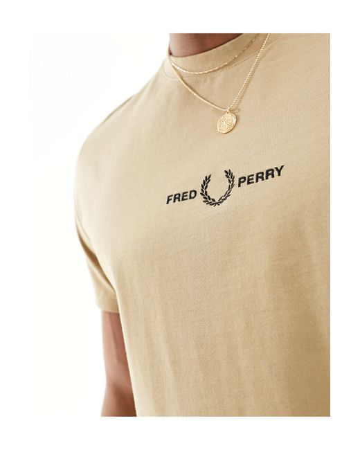 T-shirt brodé - taupe Fred Perry pour homme en coloris Natural