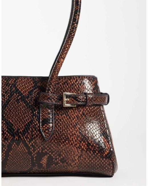 ASOS Brown Textured Belted Shoulder Bag