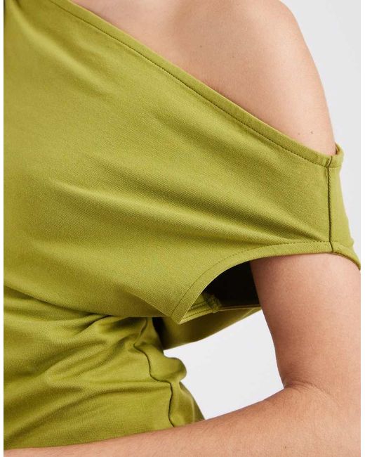 ASOS Green Cotton Off Shoulder Top