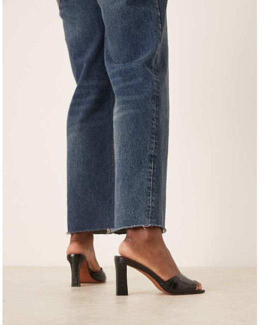 ASOS Blue Harp Mid Heel Mules