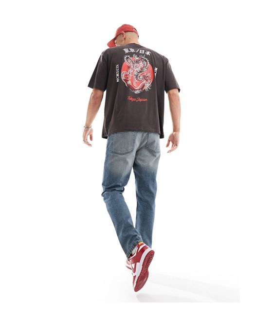 T-shirt oversize con stampa di drago sul retro di ASOS in Red da Uomo