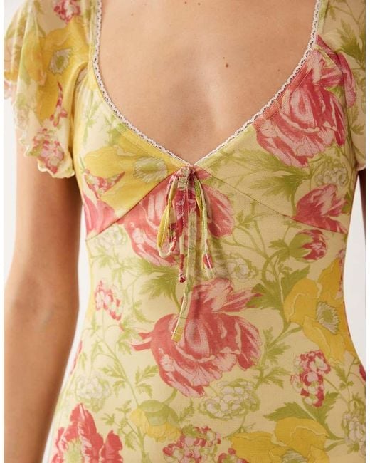 Miss Selfridge Natural Frill Sleeve Mini Dress