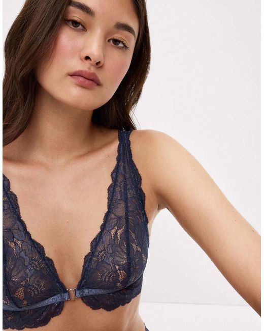 Intimissimi Blue Fanciful Flowers Triangle Bra