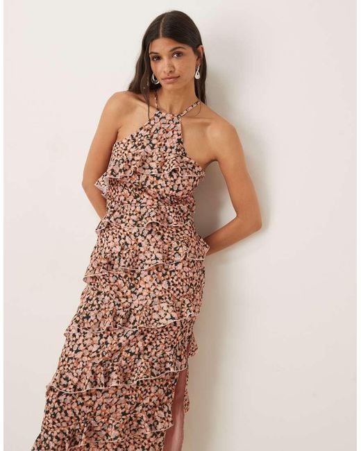 Pretty Lavish Natural Katy Ruffle Midaxi Dress