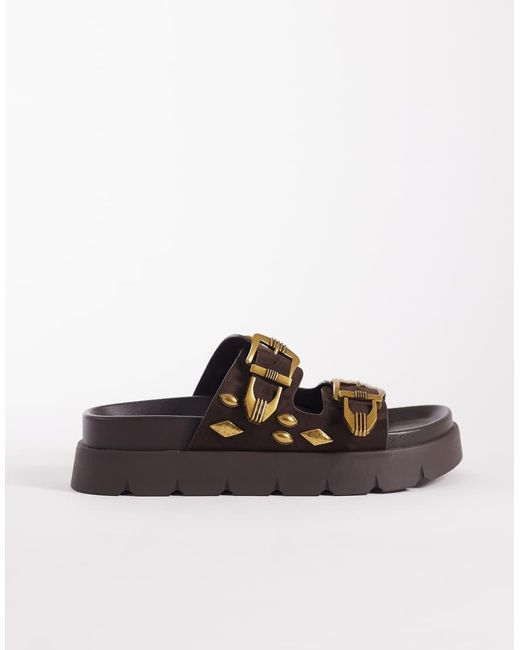 ASOS Brown Flair Boho Studded Sandal