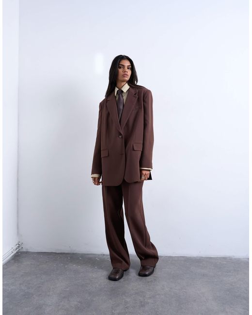 Blazer d'ensemble coupe décontractée à 2 boutons - chocolat TOPSHOP en coloris Brown